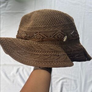 Beachly Brown Crochet Sun Hat